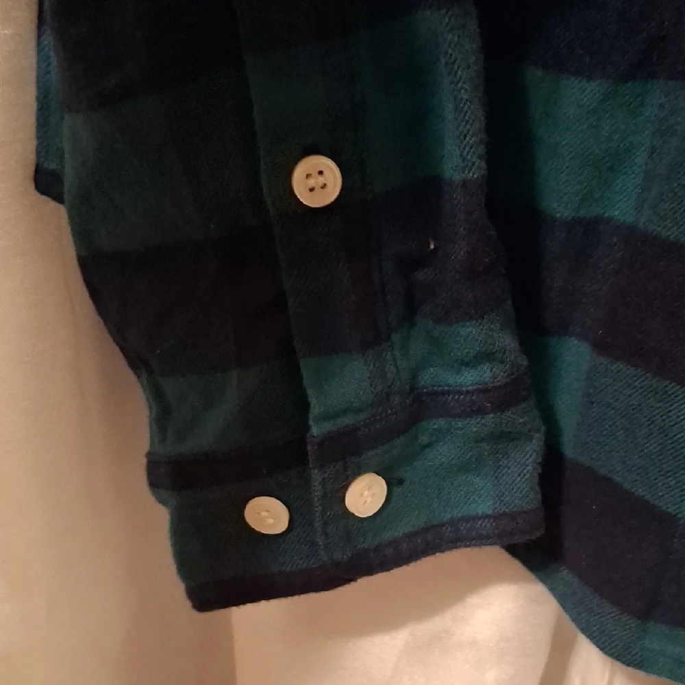 J. Crew Green And Black Plaid Flannel Half Zip Shirt S